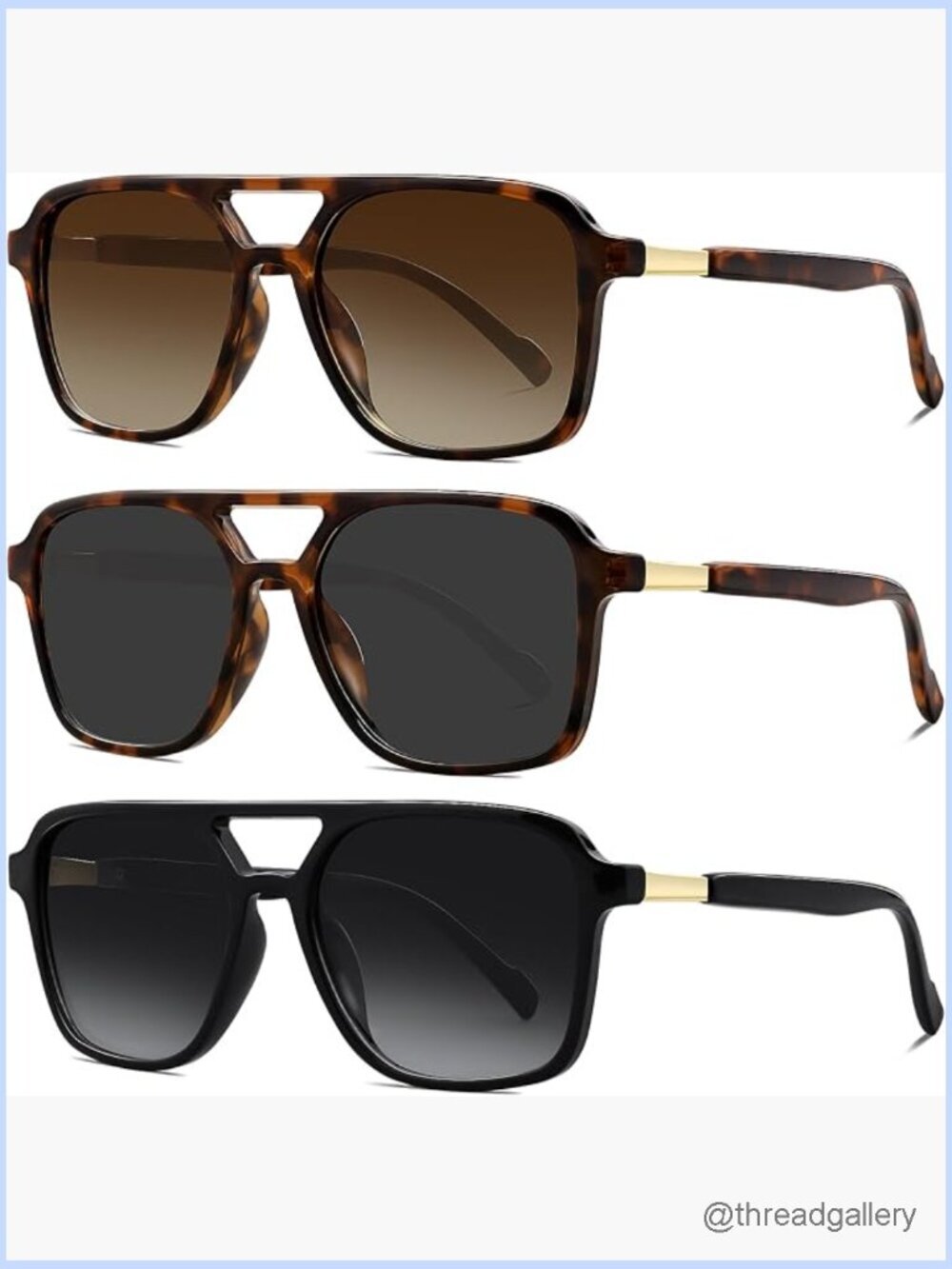 Retro Aviator Sunglasses Unisex Plastic Frame UV400 HD Lens Trendy Square Shades